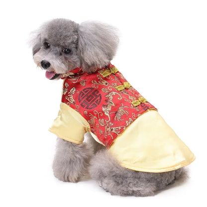 Traditional Chinese Pattern Pet Clothing Warm and Comfortable Dog Clothing for Small and Medium Dogs Thick Pet Cotton Coat