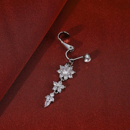 Clip On Belly Button Ring Butterfly Copper Zircon Pink Fake Belly Piercing Umbilical Navel Body Jewelry Trendy Fashion Style