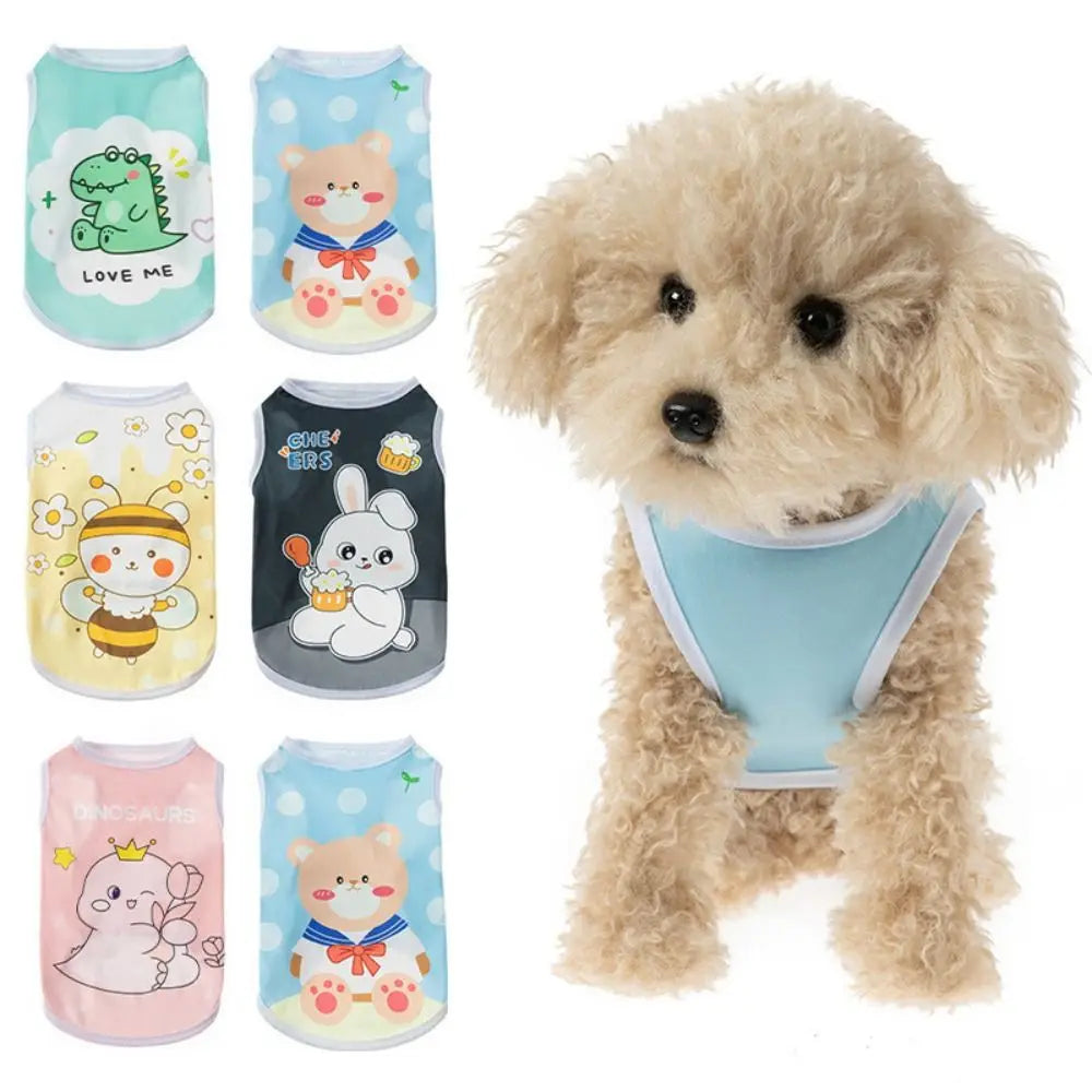 Summer Sleeveless Pet Vest Small Dogs Beach Cat Puppy Clothes Soft Breathable Dog T-Shirts