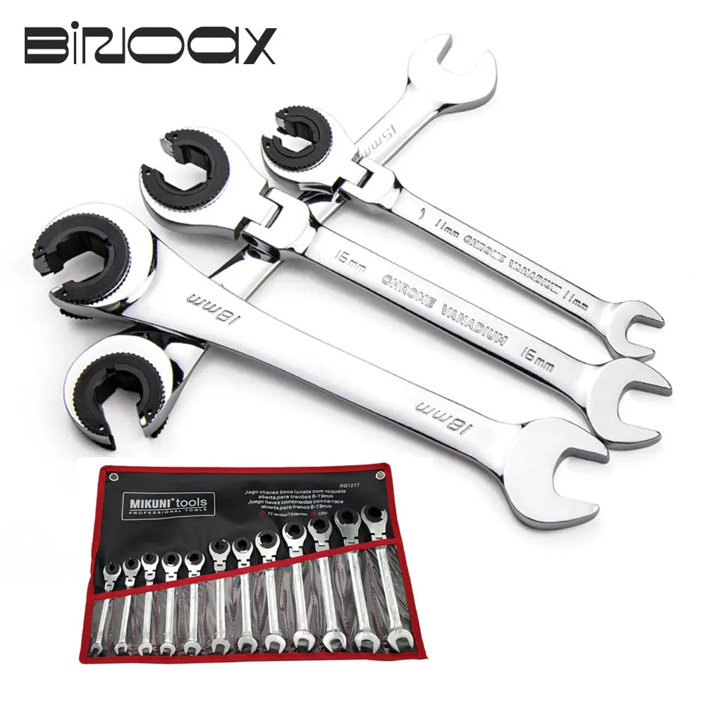 12 PCS 8mm-19mm Tubing Ratchet Wrench Tubing Ratchet Wrench Double Spanners Tools Oil Wrench Open End Ratchet Wrench