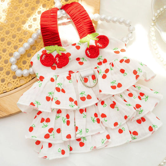 Pet Dress for Dogs & Cats - Layered Cake Style Printed Clothes, Small Medium Breed Apparel, Adorable Summer Outfit