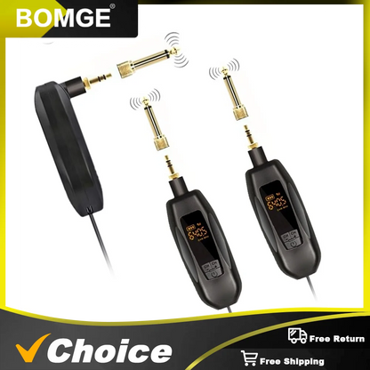 BOMGE Wireless Guitar Transmitter Receiver UHF Rechargeable Wireless Guitar System with 30 Channels for Bass Electric Instrument