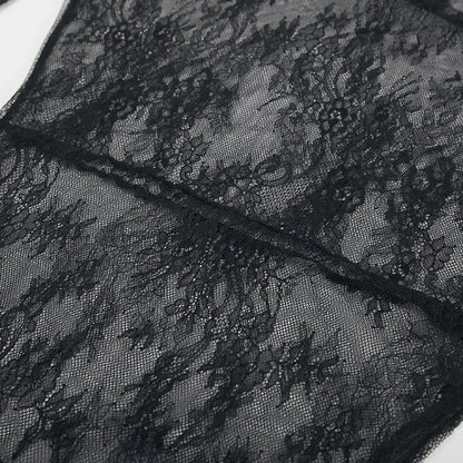 Casual Pullover Lace Dress Long Pullover Dress Non Stretch Fabric Dress Perspective O-Neck Dress Regular Length Dress