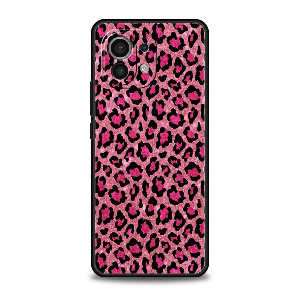 Phone Case For Xiaomi Mi 14 13 12 11 Lite 13T 12T 11x 11T 10T Pro 9T Note 10 Lite Silicone Black Cover Leopard Cheetah print