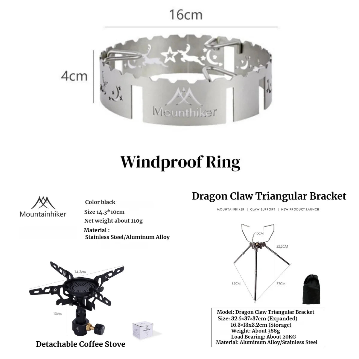 Mountainhiker Outdoor 3300W High Power Gas Stove Mini Camping Gas Burner Portable Picnic Hiking Cooking Stove Survival Furnace