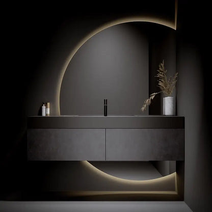 Bathroom Furniture Italian Style Bathroom Cabinet Smart Light Luxury Washbasin Cabinet Combination Solid Wood Wall Mounted Slate