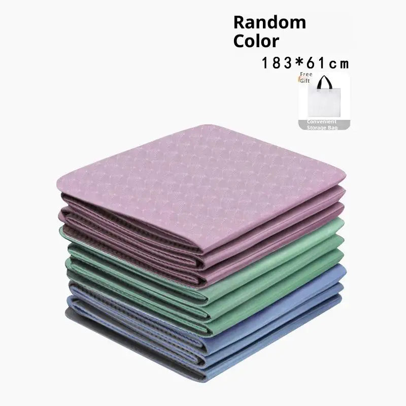 4mm Thick TPE Foldable Yoga Mat 183*61cm Easy Storage For Travel Yoga Pilates Home Exercise Floor Mat