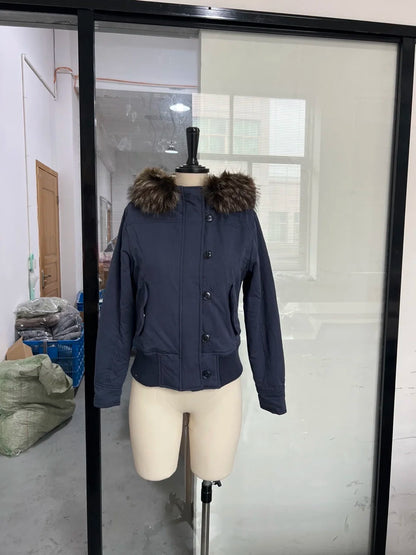 2025 New Lady Trendy Y2k Jackets Vintage Slim Hooded Fall Women Fur Collar Cozy Coat Retro Winter Autumn High Street Outerwear