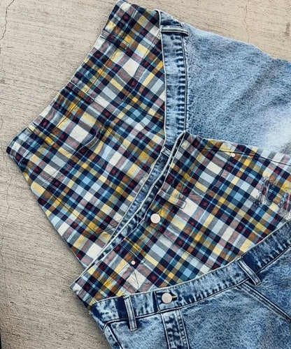 New retro striped patchwork hip hop high street women jeans Y2K fashion washed side panels men and women ripped loose jeans