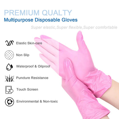 20Pcs Pink Nitrile Disposable Gloves, Waterproof Dishwashing Gloves, Household Cleaning Gloves, Tattoos Gloves