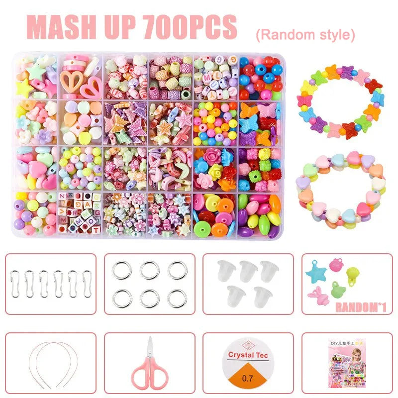 Girls DIY Bead Set Jewelry Making Kit for Kids Girl Pearl Beads for Bracelets Rings Necklaces Creativity Kits Art Craft