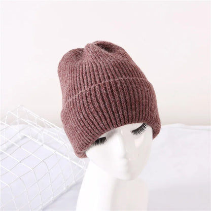 New winter adult casual beanie cap Outdoor lady knitted hat Thick warm comfortable