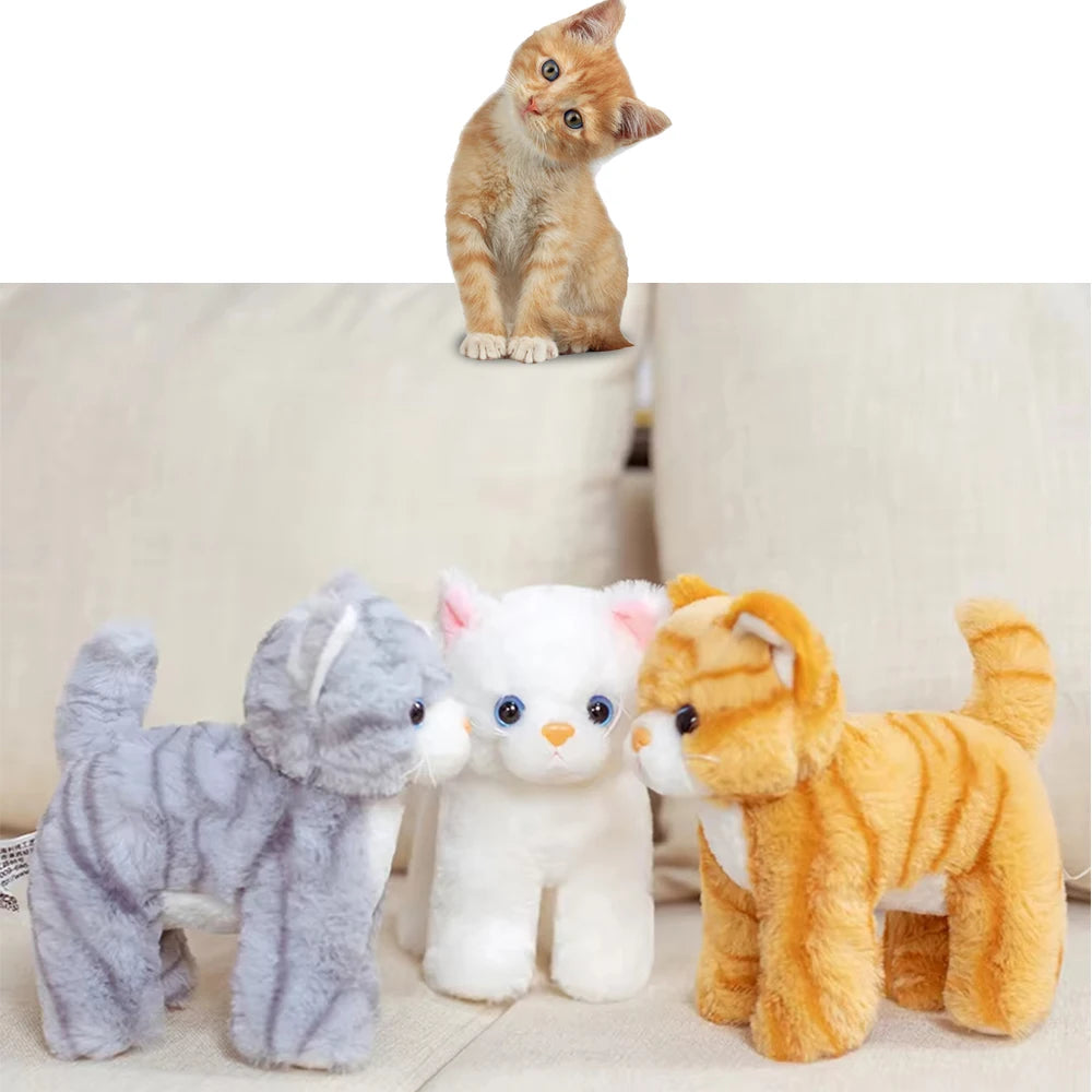 Pet Companion Battery Operated Toy Plush  pet electronic interactive toy  walking barking wagging tail Simulation model  Cat