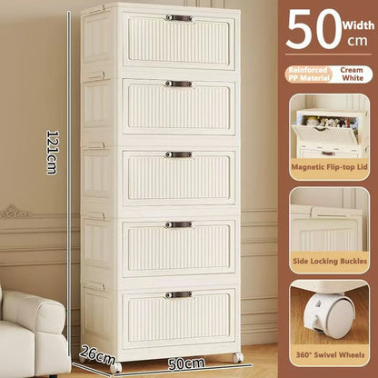 Storage Cabinet Foldableing Storage Box Home Living Room Toy Cabinet Storage Rack Snack Cabinet Organizer Box Kitchen Storage Cabinet Folding Storage Cabinet Organizer