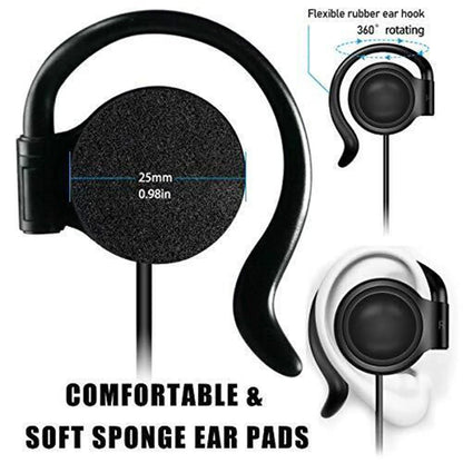 3.5mm One Ear Earphone Single Side Earbud Headphone for Wireless Tour Guide System Receiver Laptop MP3/4 Tablet PC Skype