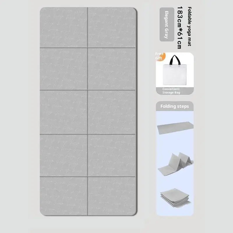 【M】4mm Thick TPE Foldable Yoga Mat 183*61cm Easy Storage For Travel Yoga Pilates Home Exercise Floor Mat