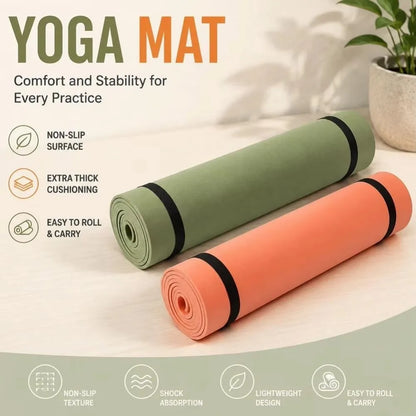 Multi-purpose 180×50cm Exercise Fitness Mat Non-Slip 6mm Thick Pilates Mat EVA Yoga Mat Gym Workouts