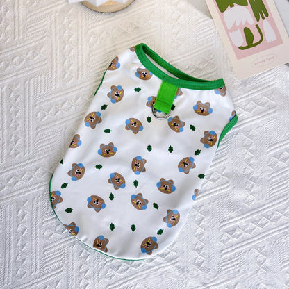 Pet Dog Clothes Puppy Summer Vest Thin Pomeranian Jumper Bear Print T-shirt Teddy Cartoon Clothing Dog Products Xs-xl
