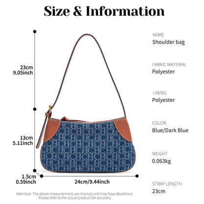 CHCH Women's Handbag 2025 Summer Cowboy Splicing Design Phone Bag Simple Commuter Underarm Bag Wallet