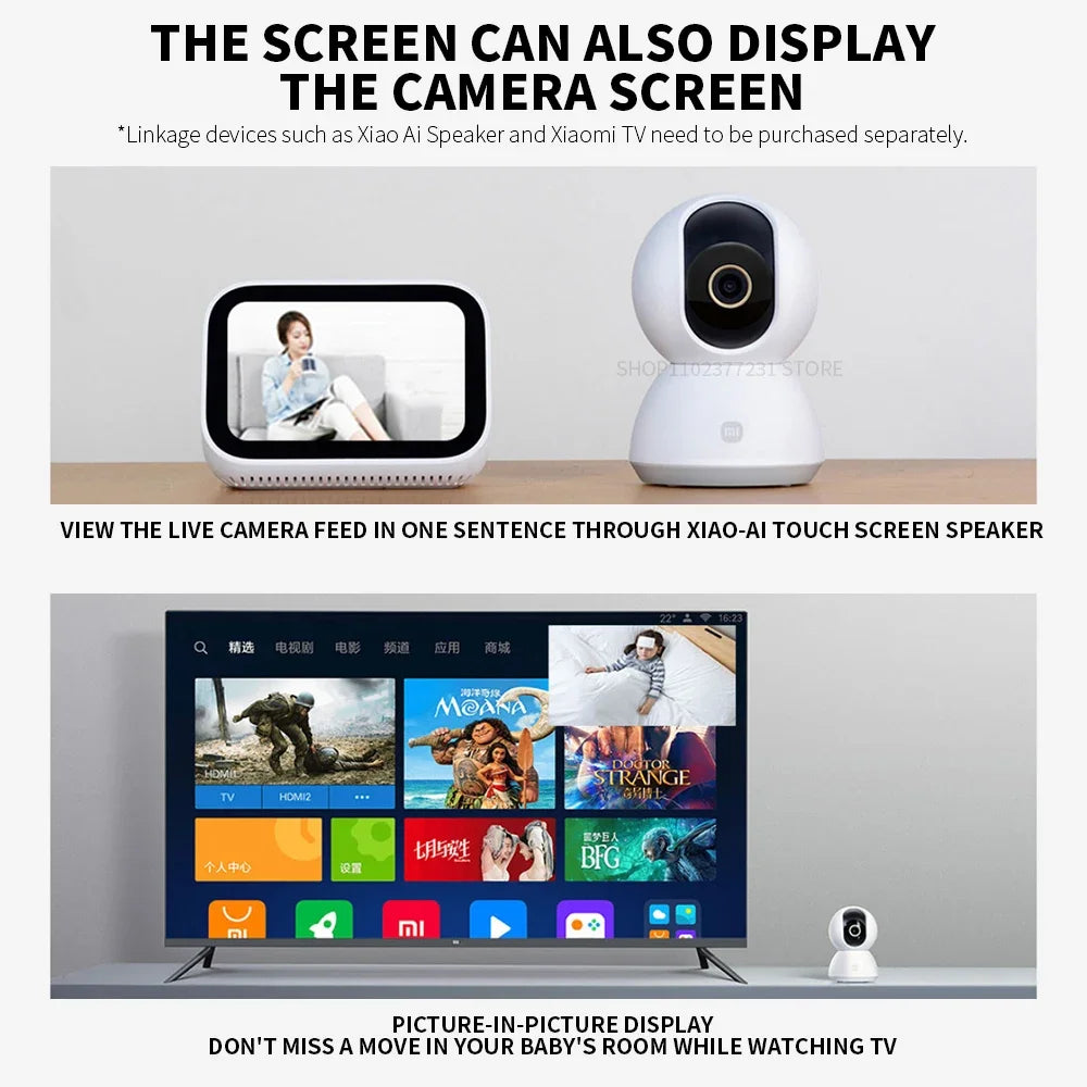 Xiaomi Camera 2K PTZ Mi Smart Home Security Camera 2K 1296P 3MP 360degree AI Human Detection Night Vision Webcam Chinese Version