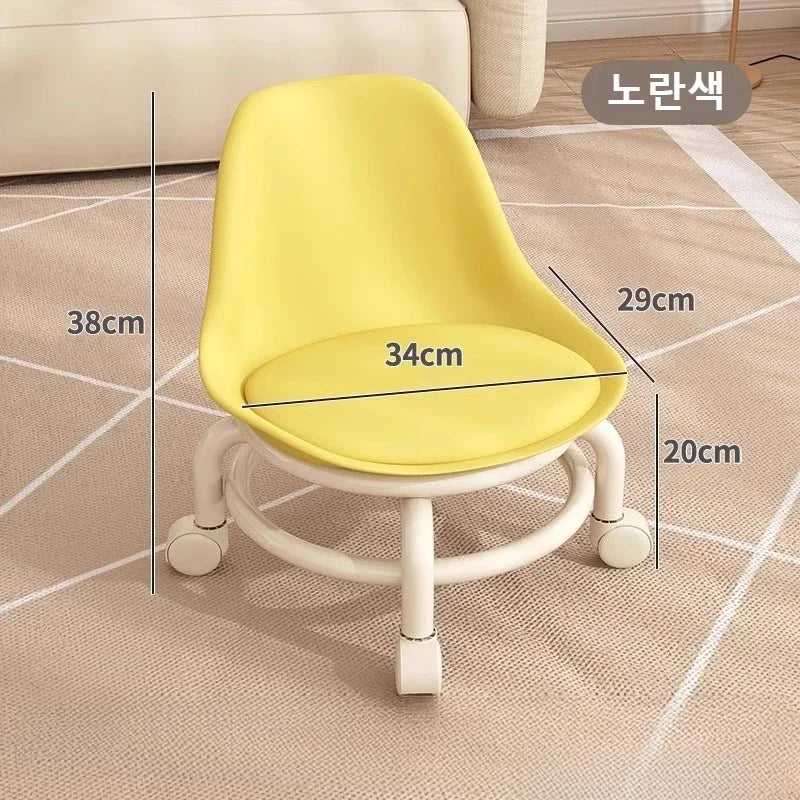 Household Backrest Pulley Low Stool Waist Protection 360 Degree Rotating Versatile Round Stools Modern Simple Universal Wheel