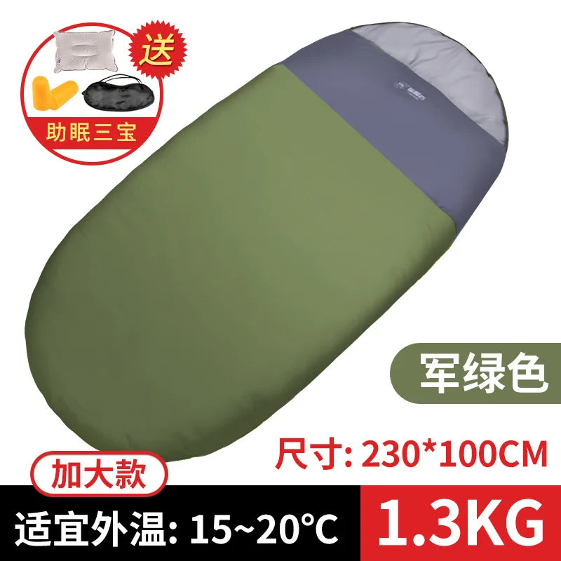 1-2 Person Adult Sleeping Bag Portable Outdoor Camping Travel Thick Watewrproof Warm Cotton Sleeping Bag Large Size Four Season