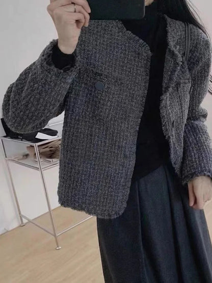 2024 Spring New Sle Women's Faion Knitted ort Coat with Large Flower Pattern Long Sve round Ne Button up Top