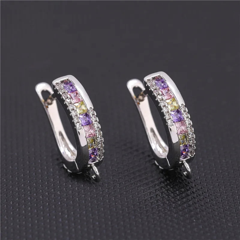 Juya 18K Gold Silver Plated Fastener Bales Fixture Earring Hook Locks For DIY Women Fashion Crystal Agate Charms Earrings Making