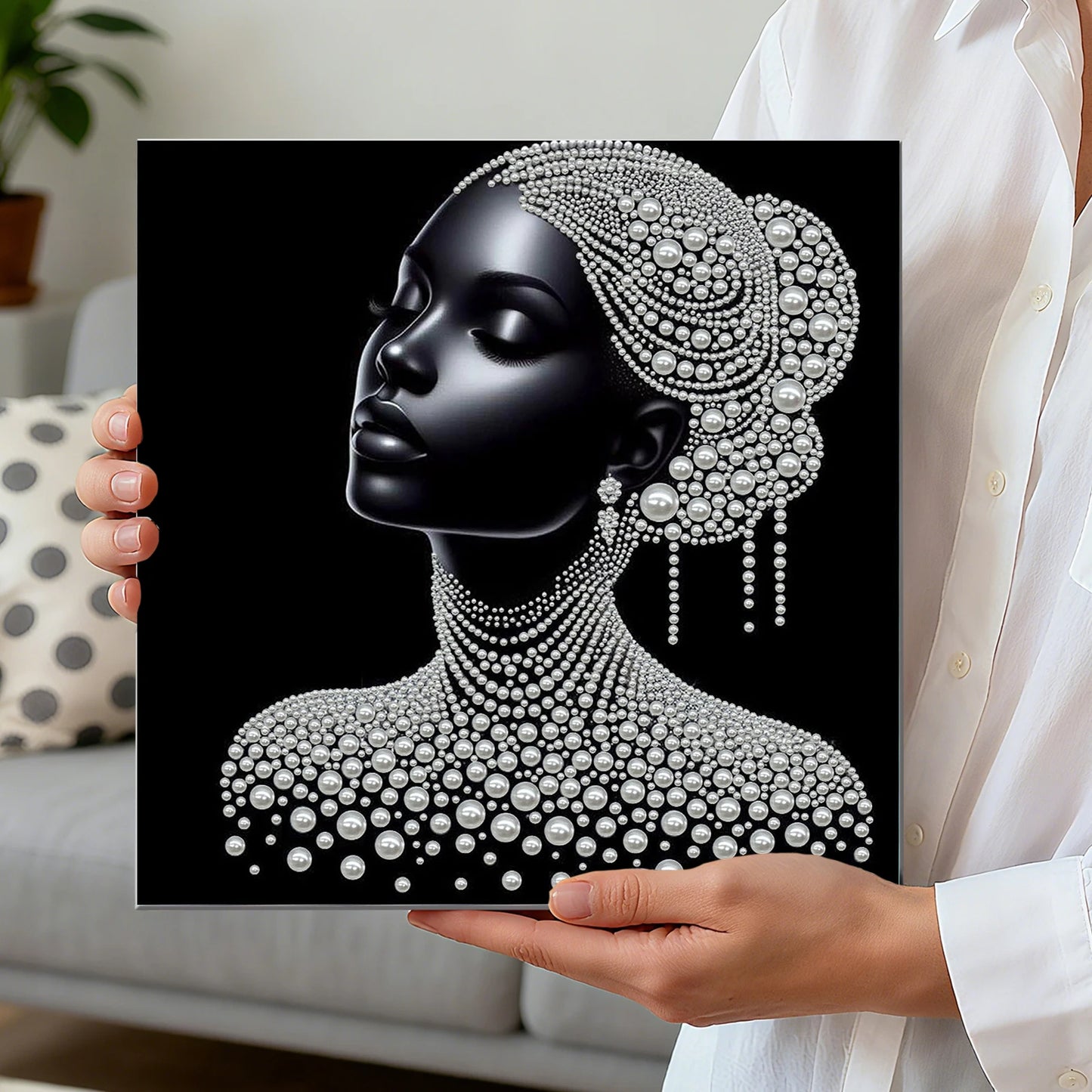 DIY Pearl Gem Paintings Picture Arts Craft for Adults/Beginners Gift Home Decor 30x30cm With Frame