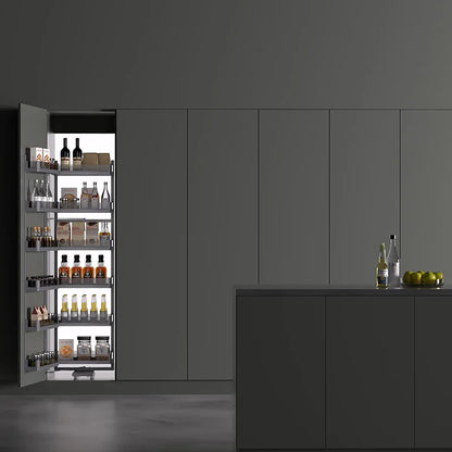 Tall Kitchen Cabinet Organizer With Pull-Out Sliding Basket Pantry Storage Unit For Efficient Drawers Storage