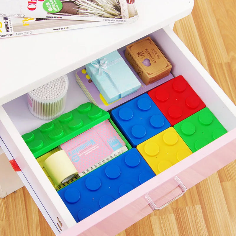 storage box Creative Storage Box Building Block Shapes Plastic Saving Space Box Superimposed Desktop Handy Office Supplies