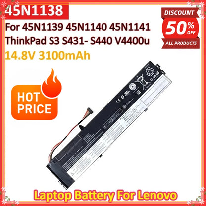 NEW 14.8V 3100mAh 45N1138 45N1139 45N1140 45N1141 Laptop Battery For Lenovo ThinkPad S3 S431- S440 V4400u Notebook  Battery
