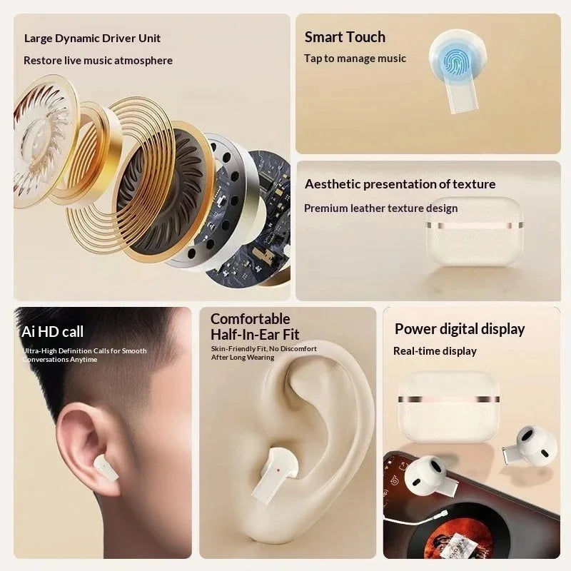 New Arrival Earphones Wireless Earbuds Featuring Sleek OWS Semi-in-ear Fit Long-lasting All-day Battery Integrated Mic for Users