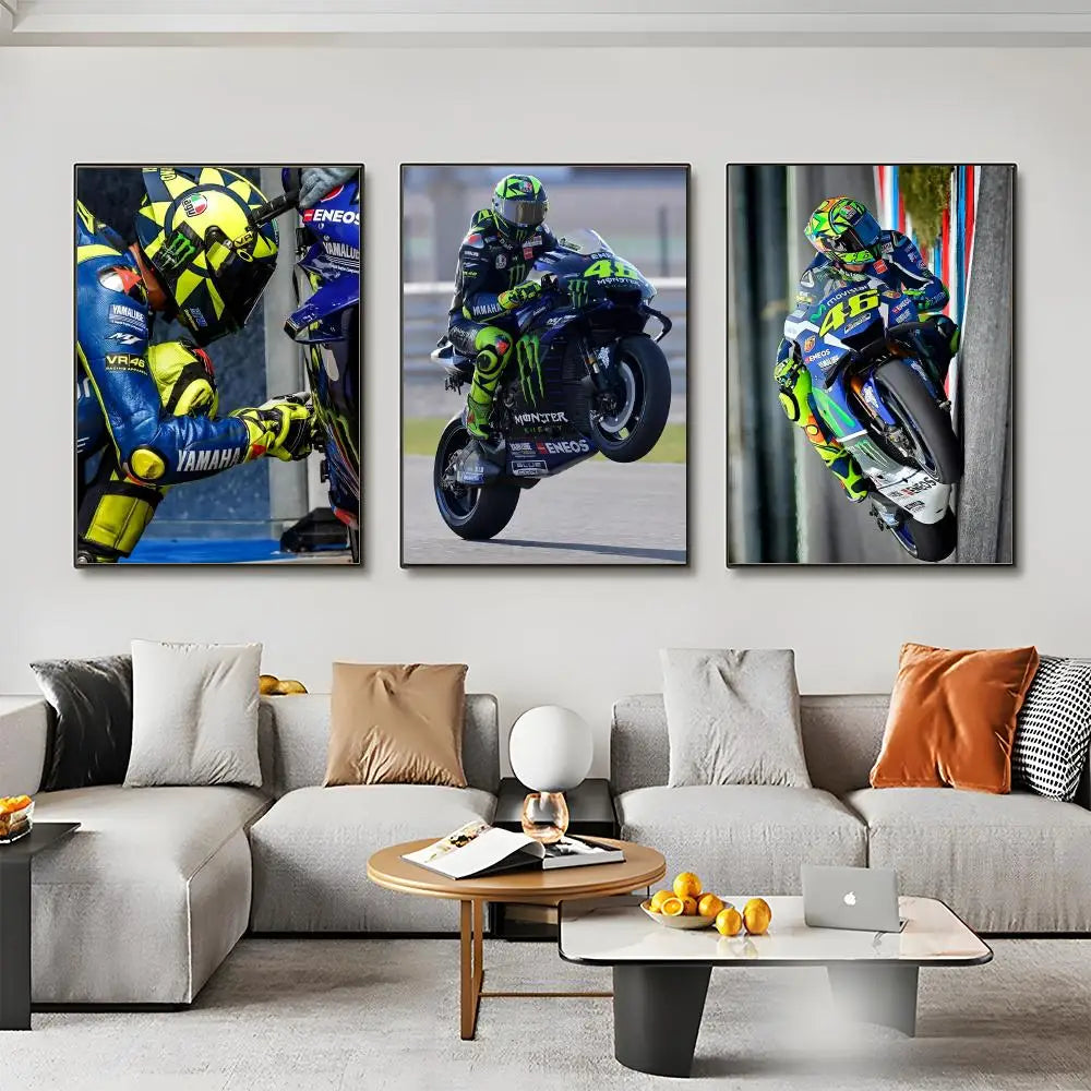 Painting Calligraphy HD Waterproof Canvas Wall Art Poster Home Room Decor Gift Motorcycle Racer Valentino Rossies