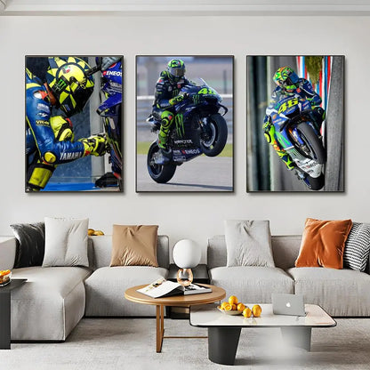 Painting Calligraphy HD Waterproof Canvas Wall Art Poster Home Room Decor Gift Motorcycle Racer Valentino Rossies