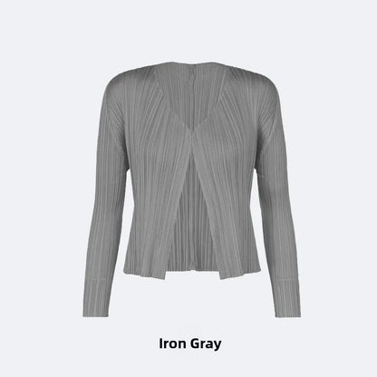 Slimming Woven ort Coat Jaet Women's Faion Spring Autumn Thin Design Sense Folded Cardigan Outerwear Sli Outer Layer