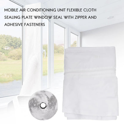 AT44-Airlock Window Seal For Portable Air Conditioner,400 Cm Flexible Cloth Sealing Plate Window Seal With With Zip And Adhesive