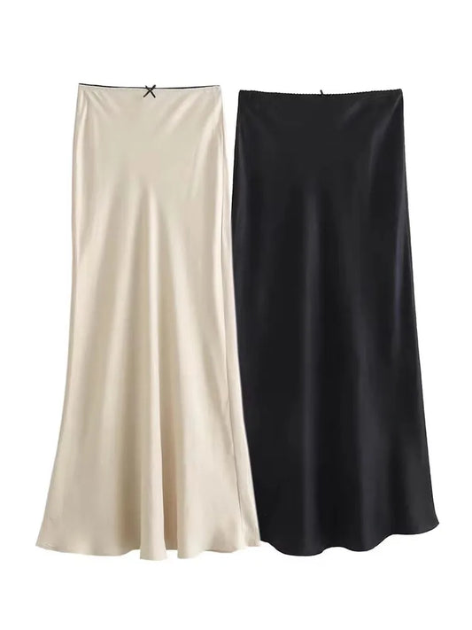 Women Satin Skirt High Waist Midi Skirt Stylish Long Skirts For Women Fashion Chic And Elegant Woman Skirt Streetwear