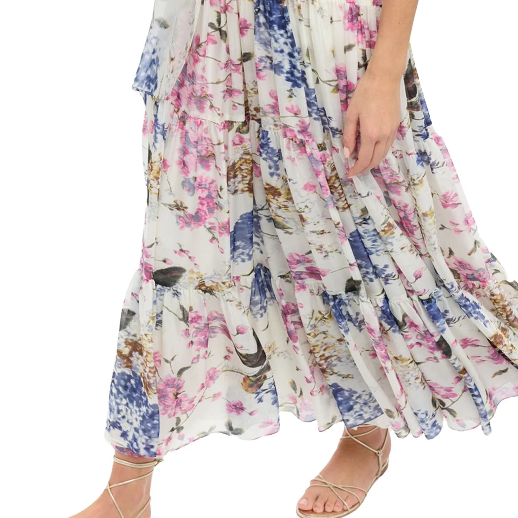 CHCH Summer Women Printed Midi Dress Sleeveless Satin Back Button Female Chic Elegant Dress Casual Vacation Party Evening Dress