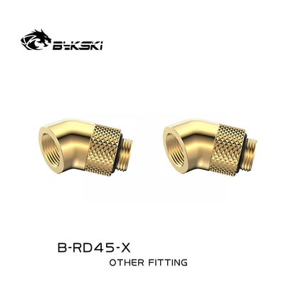 BYKSKI 2pcs G1/4'' 90 Degree /45 Degree Rotary Compression Fitting /for Water Cooling Adaptors Copper Metal Connector B-RD90-X