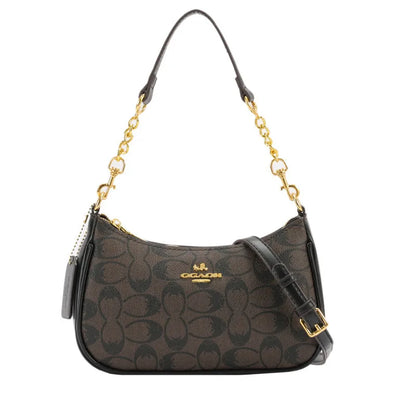 Fashion Women Geometric Print PVC Bag Chain Decor Underarm Bag Multifunctional Shoulder Crossbody Handbag Daily Use