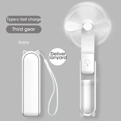 Portable Mini Fan USB Rechargeable Small Pocket Fan 3-speed Adjustable Folding Low-Noise Electric Fan USB Fan with Power Bank