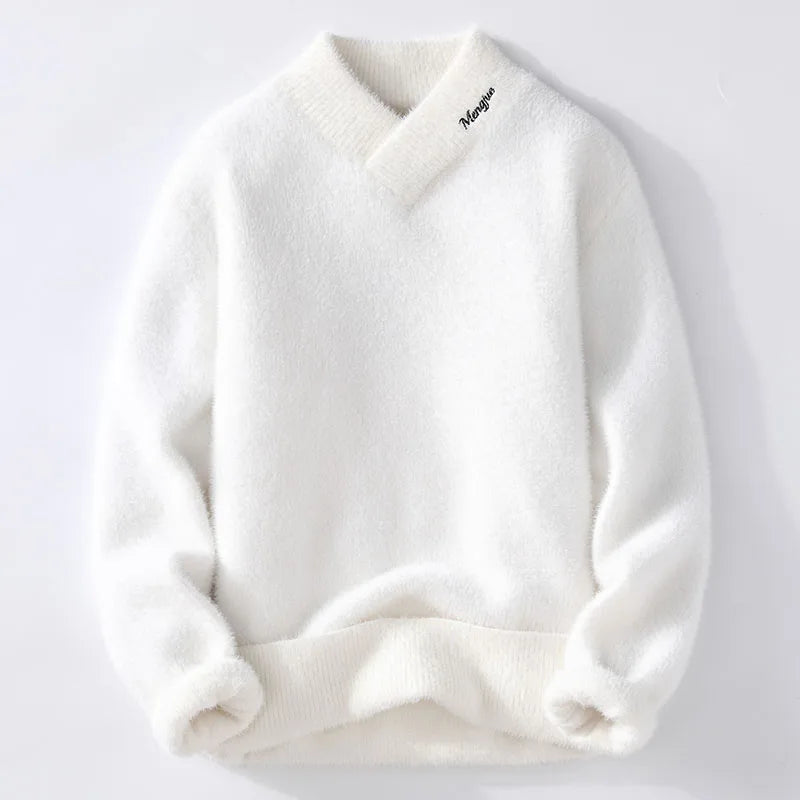 Sweaters men 2025 winter korean style mens warm sweater V-neck men sweaters autumn Men's wool pullovers men full size M-XXXL