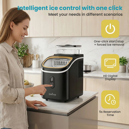 LOEFME Portable Ice Maker Machine 15kg/24h 6-13 Mins Quick Ice 16pcs Ice Cubes Countertop Ice Machine for Home Kitchen Party RV