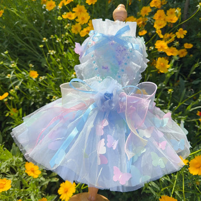 2025 New Luxury Handmade Puppy Dog Clothing Hollow Lace Flower Bow Princess Dresses For Small Medium Dog Chihuahua Pet Clothes