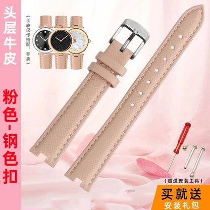 12mm 14mm For Gucci YA141401 YA141404 YA141505 Soft Cowhide Genuine Leather watchband GC women's watch strap Pink red bracelet
