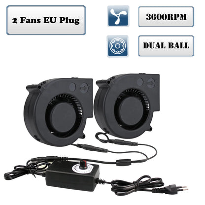 97MM Turbo Blower Fan 12V DC Female Connector 97x94x33mm Centrifugal Cooling Fan w/ AC 100V 220V Power Adapter Adjustable Speed