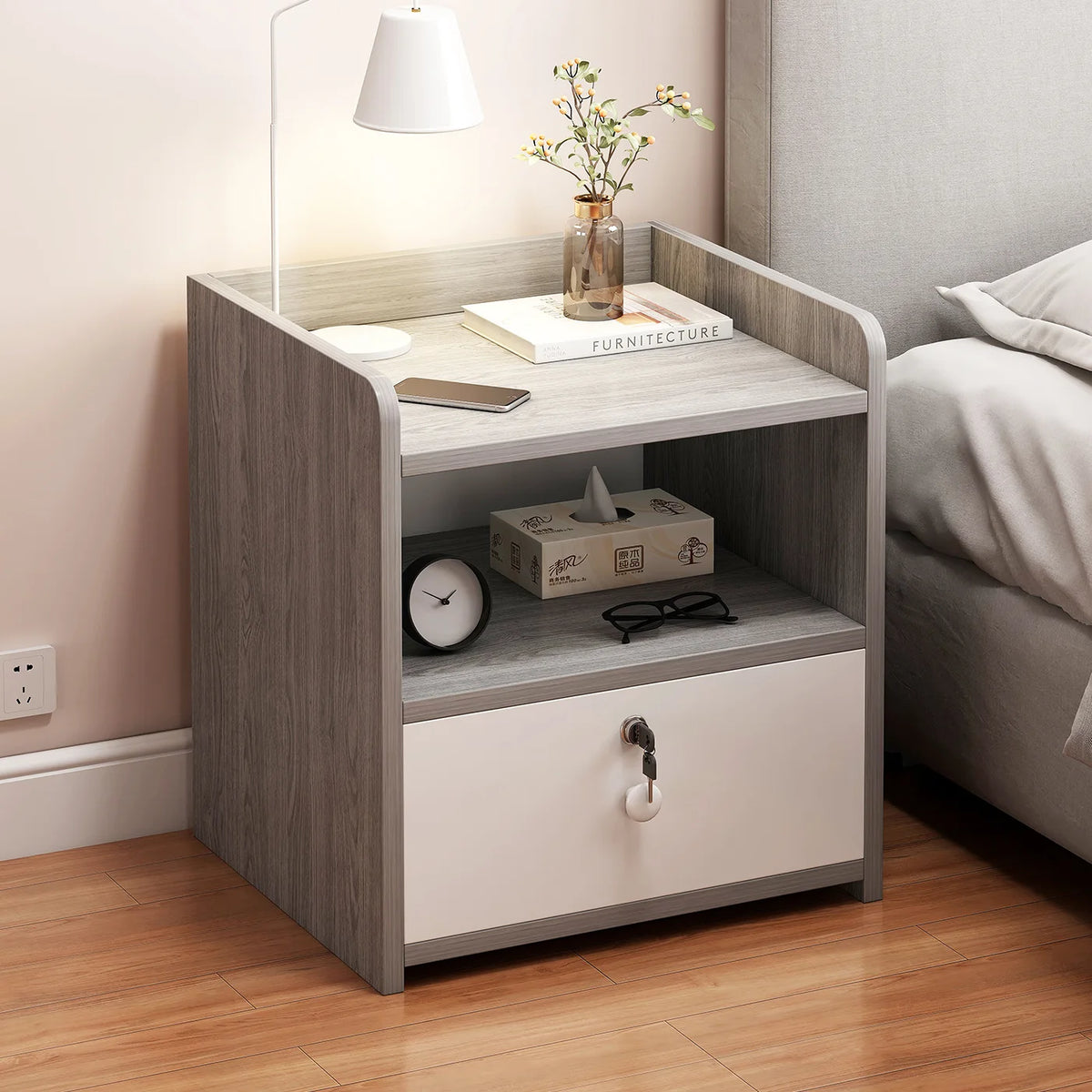 Room Household Home Modern Minimalist Bedside Table Nightstand Small Bedroom Storage Drawer Compact Bedside Cabinet Furniture