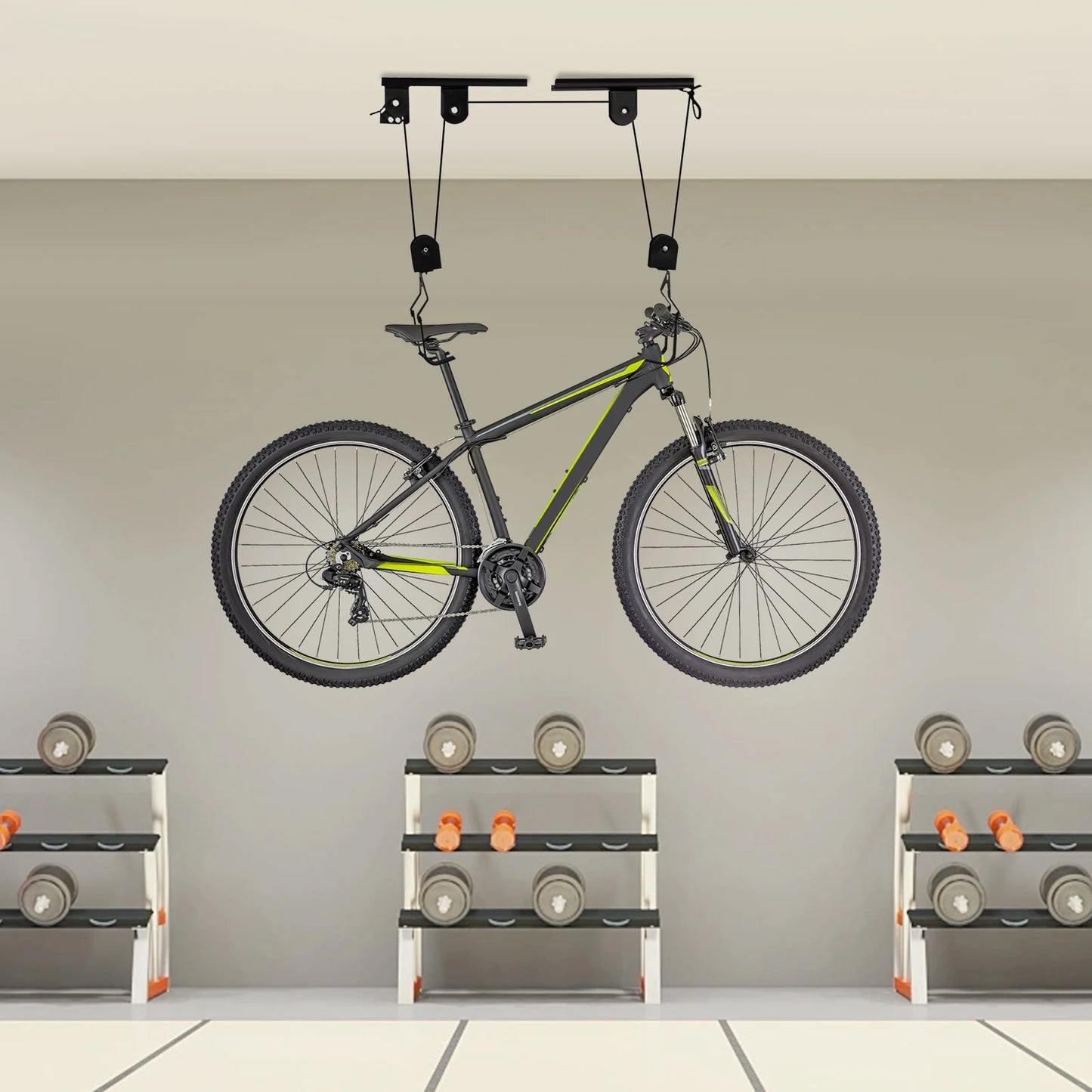  Bike Hoist for Ceiling Bicycle Storage Lift Heavy Duty Display Rack 60kg Load-Bearing Mountain Road Bike Ceiling Organizer