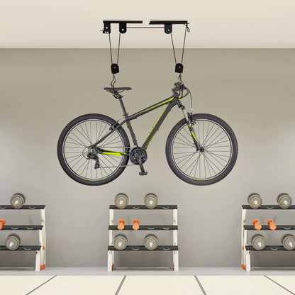 Bike Hoist for Ceiling Bicycle Storage Lift Heavy Duty Display Rack 60kg Load-Bearing Mountain Road Bike Ceiling Organizer